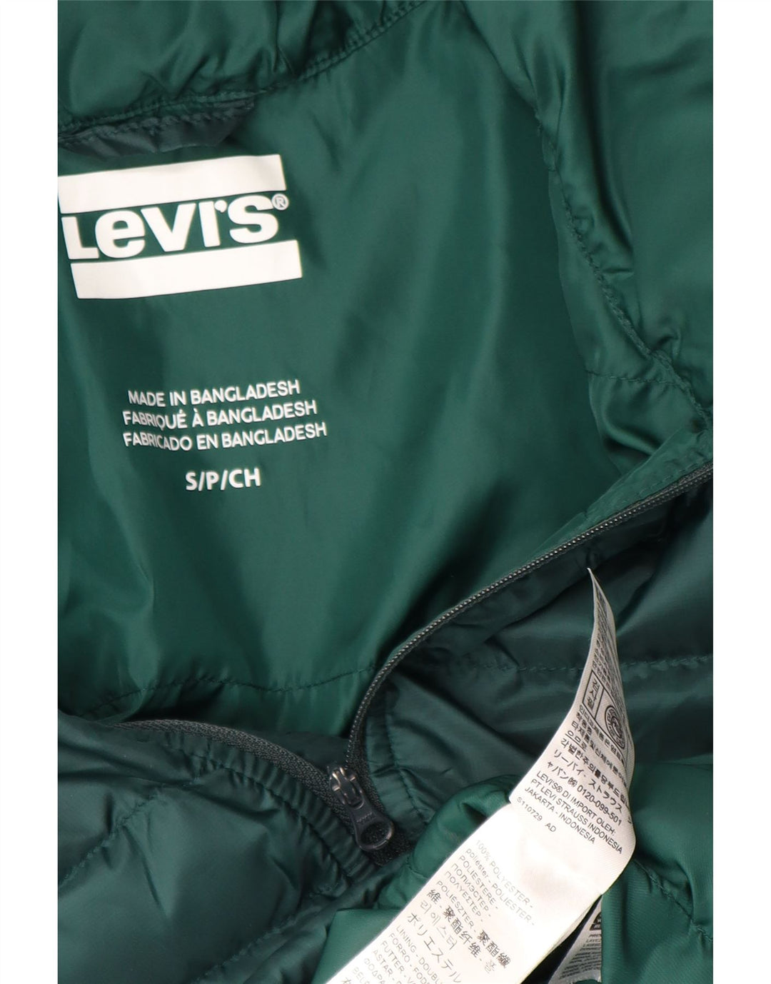 Levi's Herren-Jacke mit Kapuze, gepolstert, UK 36, Größe S, grün, Polyester