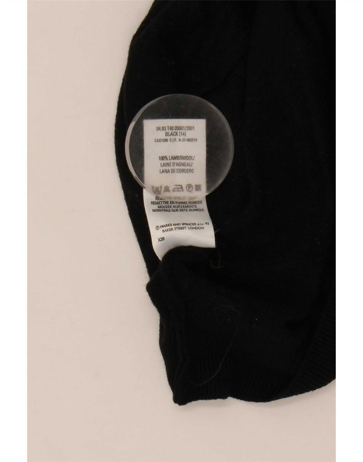 Marks & Spencer Womens Crop Rollkragenpullover Pullover UK 14 Große schwarze Wolle