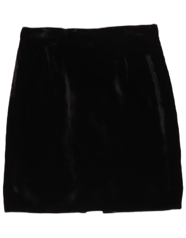 Vintage Damen Samt Minirock Medium W30 Schwarz