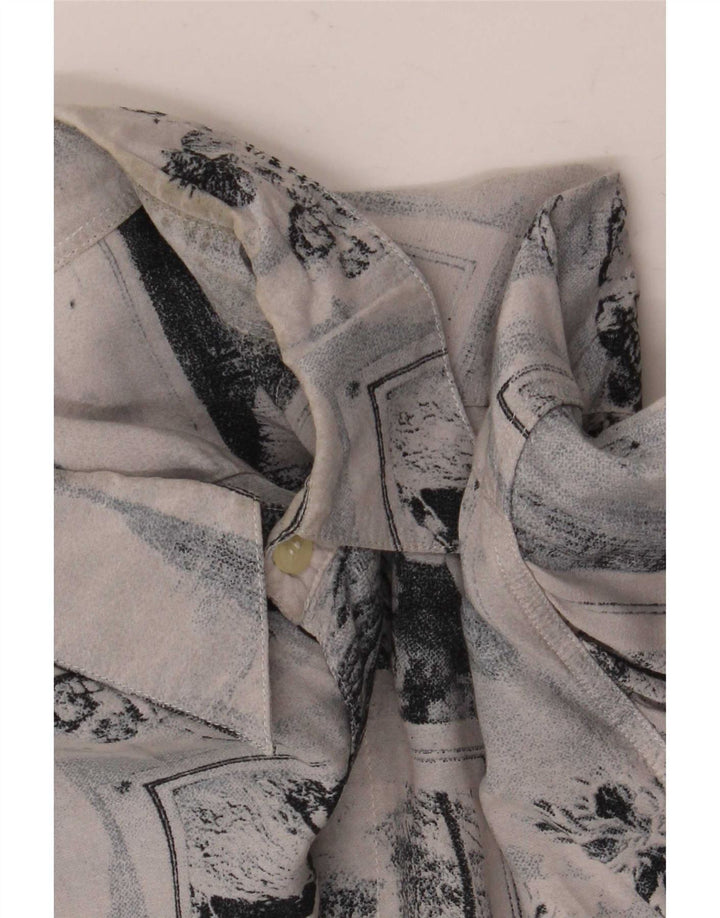 Vintage Herrenhemd Mittelblau Patchwork Viskose