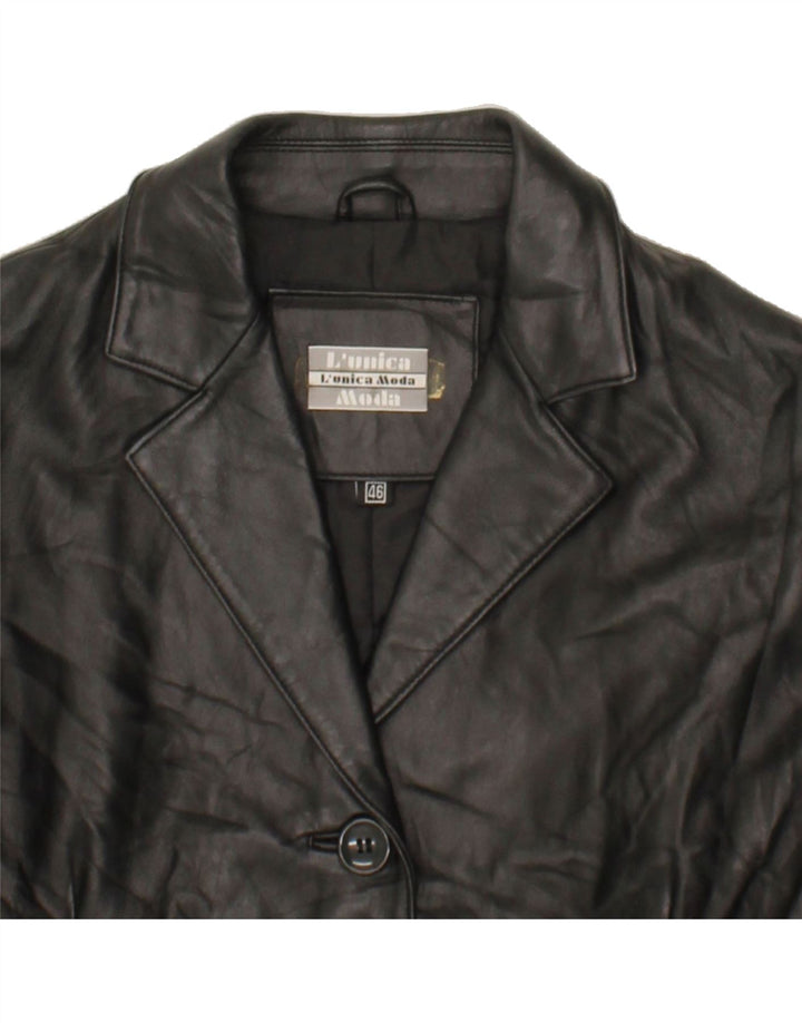 VINTAGE Womens Leather Coat IT 46 Large Black Leather Vintage Vintage and Second-Hand Vintage from Messina Hembry 