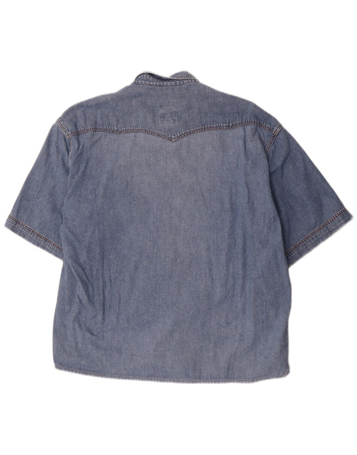 RIFLE Herren Kurzarm-Jeanshemd aus mittelblauer Baumwolle