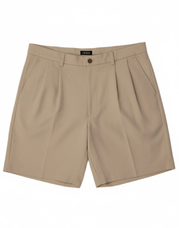 Izod Mens Pegged Chino Shorts W34 Large Beige Polyester