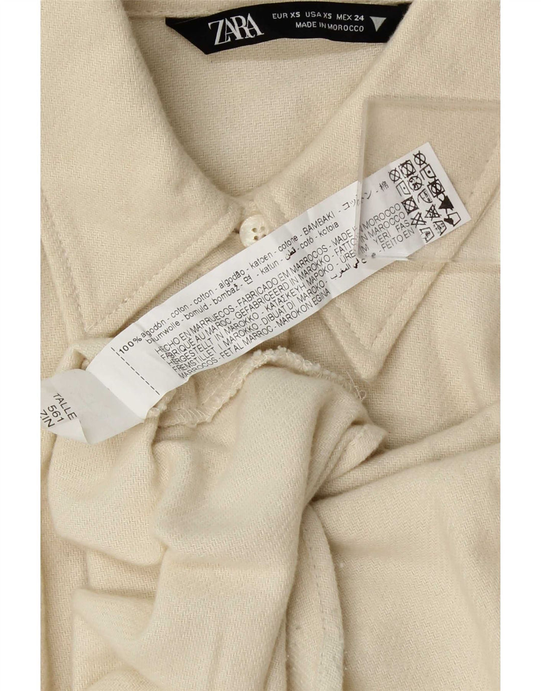 Zara Damen-Oversize-Hemd UK 6 XS aus weißer Baumwolle