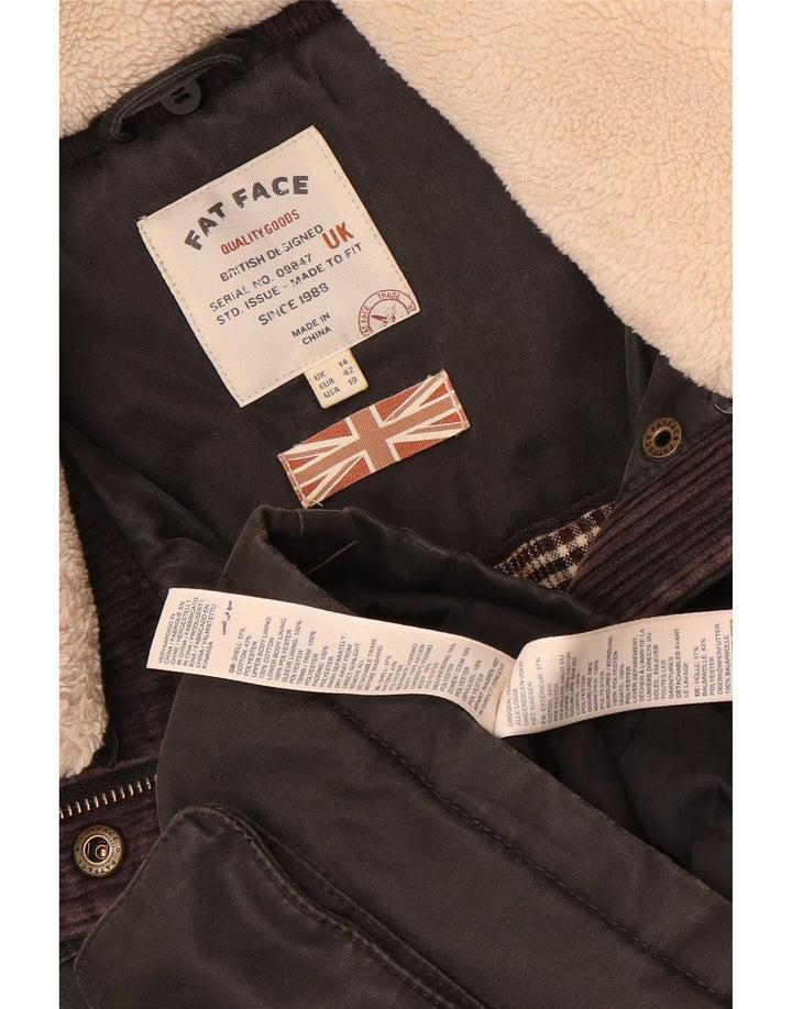Fat Face Damen-Parka mit Kapuze, UK 12, mittelschwarz, Baumwolle