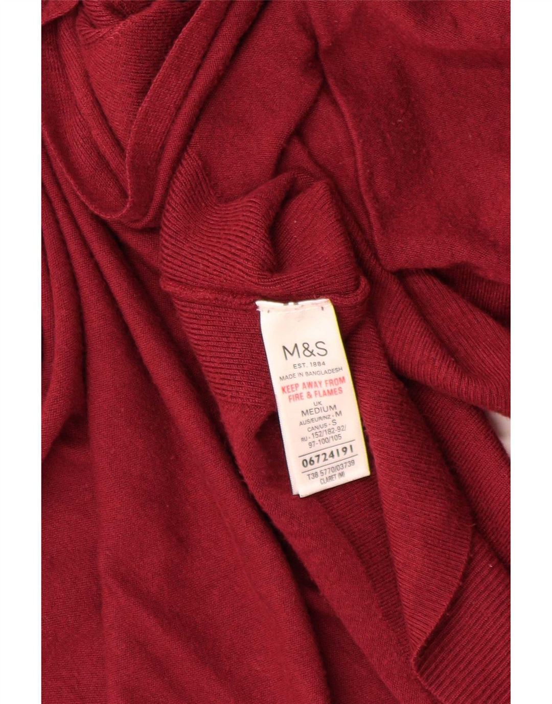 Marks & Spencer Damen Longline Open Cardigan Pullover UK 14 Medium Burgund
