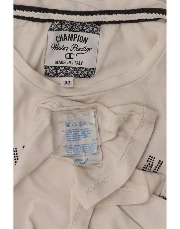 Champion Womens Graphic T-Shirt Top UK 12 Mittelweiße Baumwolle
