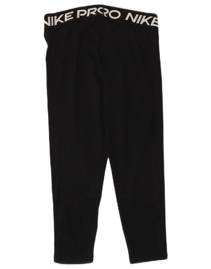 NIKE Womens Dri Fit Graphic Leggings UK 14 Large Schwarz Polyester