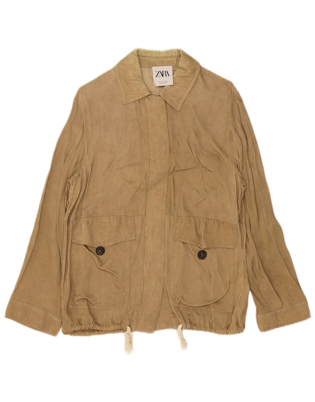Zara Damen Utility-Jacke UK 10 Small Beige Viskose