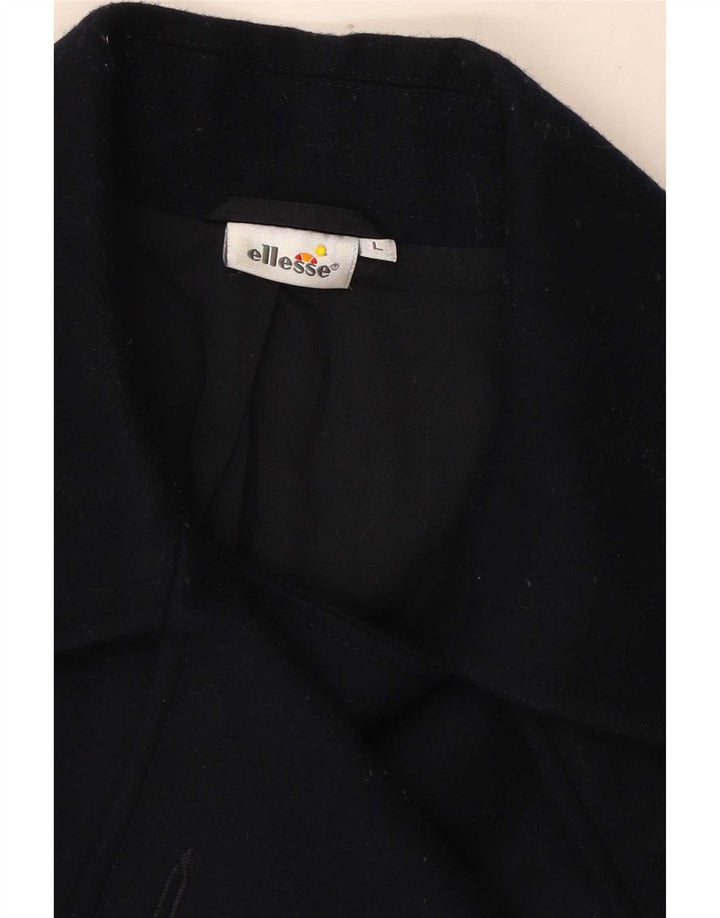 Ellesse Womens Pea Coat UK 14 Große Marineblaue Wolle