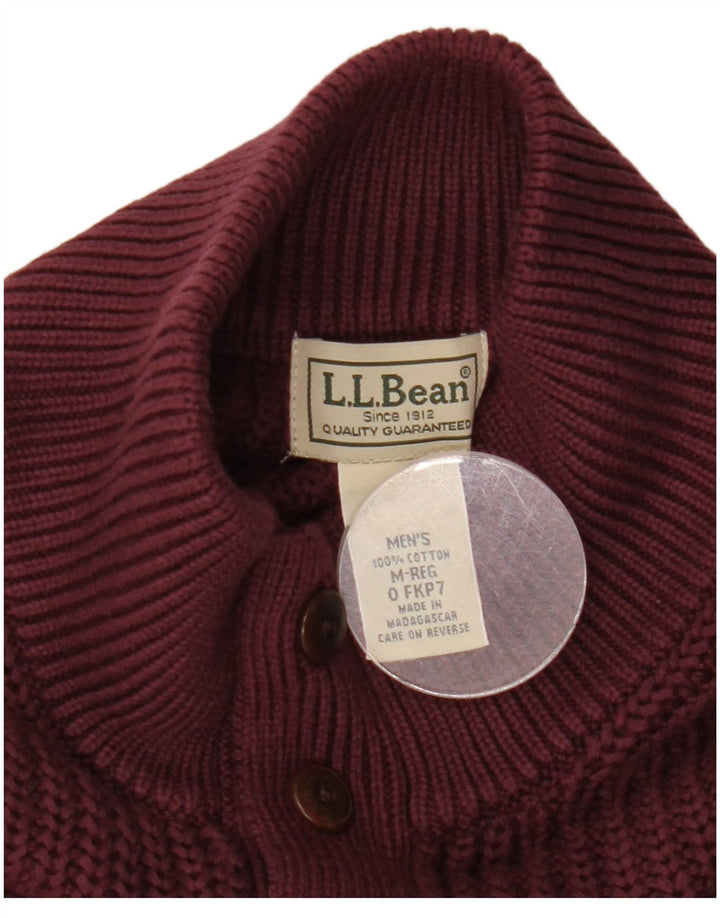 L.L.Bean Herren-Pullover mit Knopfkragen, mittelgroß, Burgunderrot, Baumwolle