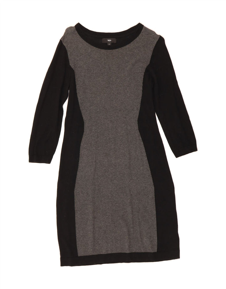 MOSSIMO Womens 3/4 Sleeve Jumper Dress UK 12 Medium Black Colourblock Vintage Mossimo and Second-Hand Mossimo from Messina Hembry 