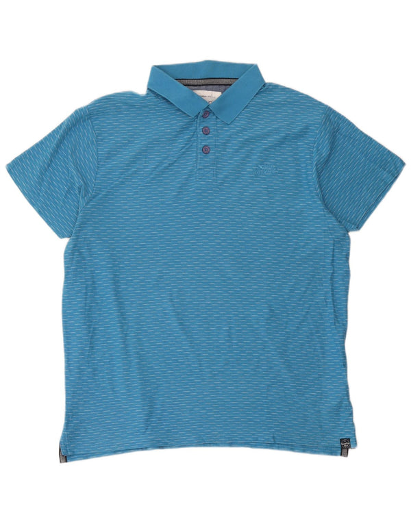 Weird Fish Herren-Poloshirt XL, blau gefleckte Baumwolle