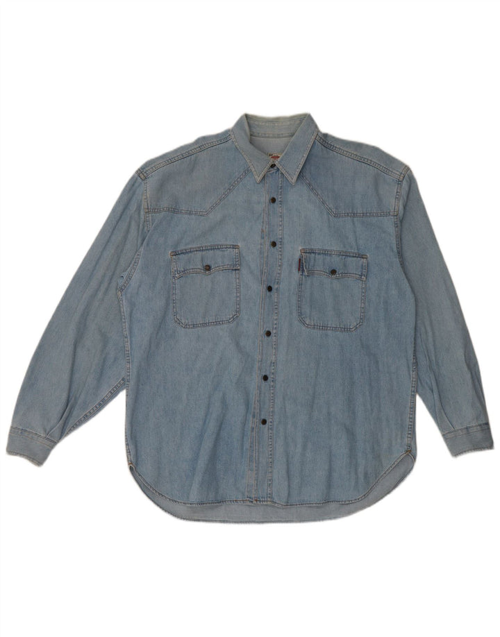 Casucci Herren Jeanshemd 2XL Blaue Baumwolle