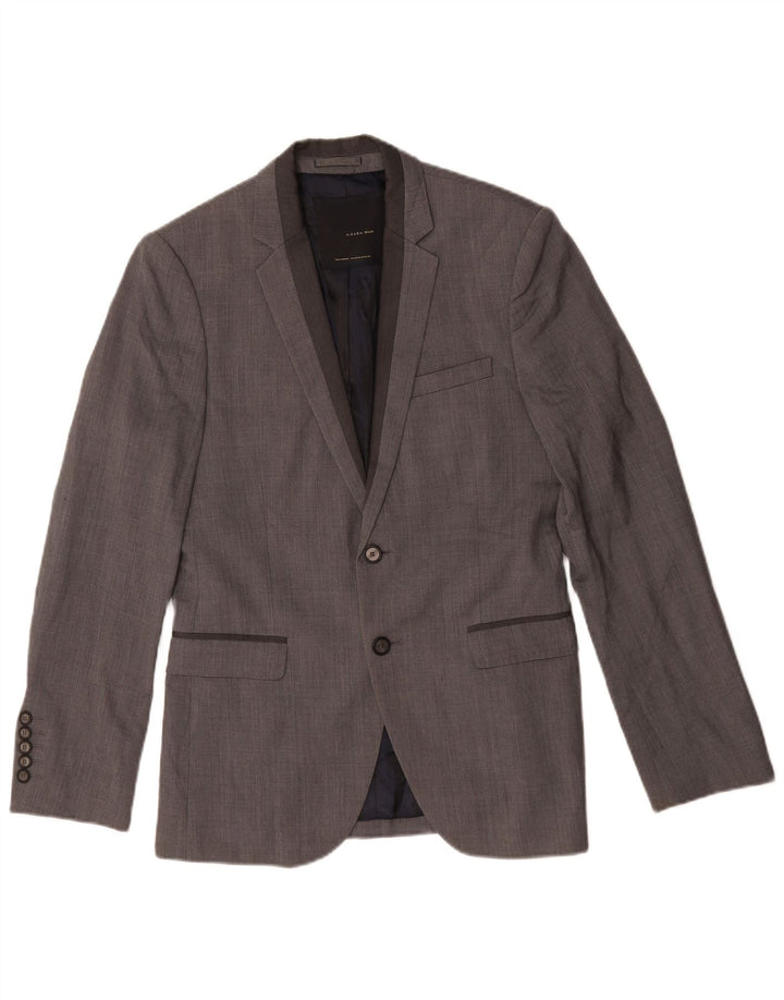 Zara Herren-Blazer mit 2 Knöpfen, UK 38, mittelgraue Wolle