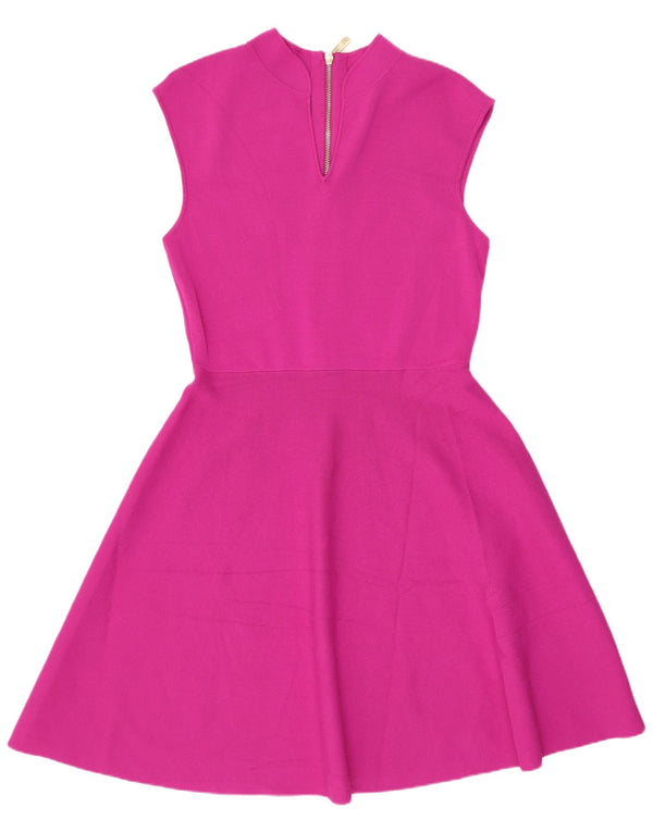 Ted Baker Damen Ärmelloses A-Linien-Kleid Größe 3 Mittelrosa Viskose