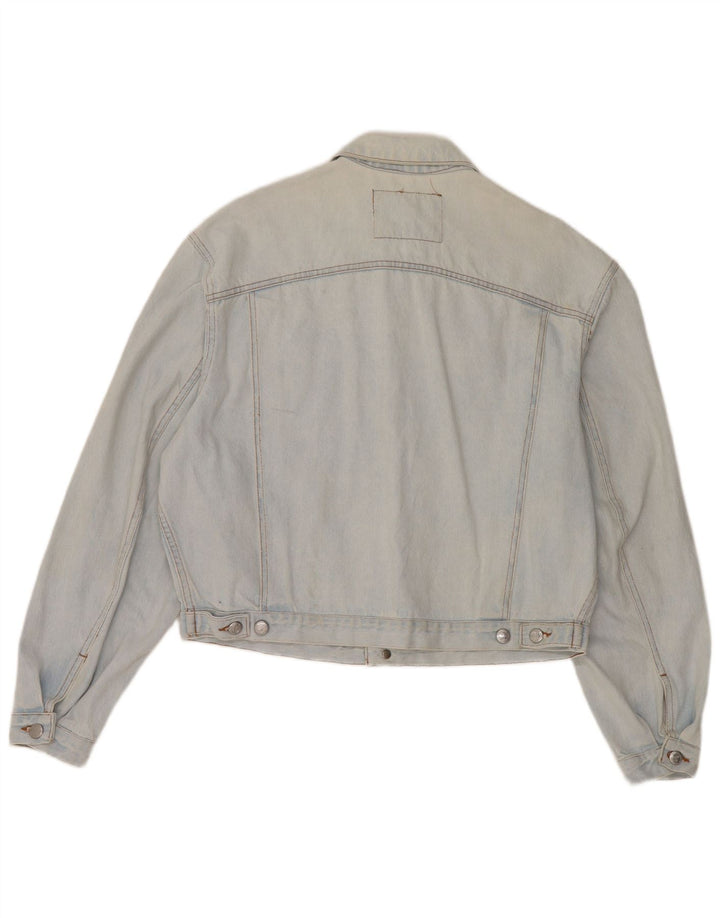 RIFLE Damen Crop Oversized Jeansjacke UK 10 Small Blau Baumwolle