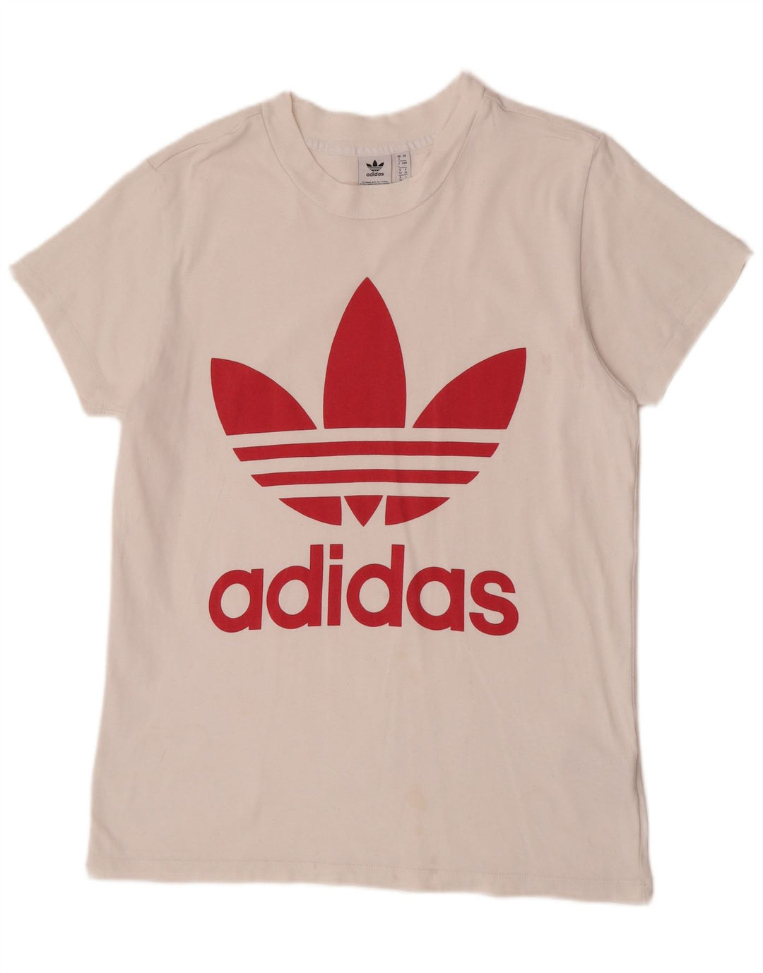 Adidas Damen Übergroßes Grafik-T-Shirt-Oberteil UK 8 Small Weiß