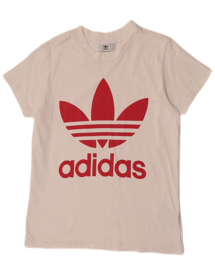 Adidas Damen Übergroßes Grafik-T-Shirt-Oberteil UK 8 Small Weiß
