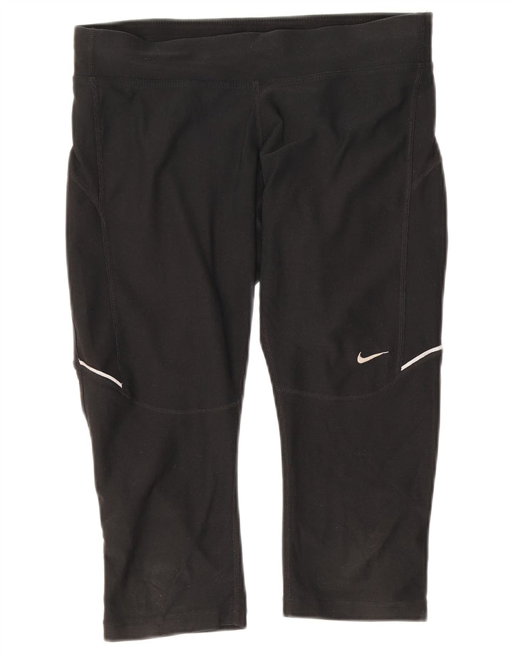 Nike Damen Dri Fit Capri Leggings UK 10 Small Schwarz Polyester