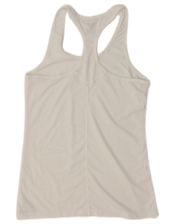 NIKE Damen Dri Fit Slim Fit Trägershirt UK 12 Mittelweißes Polyester