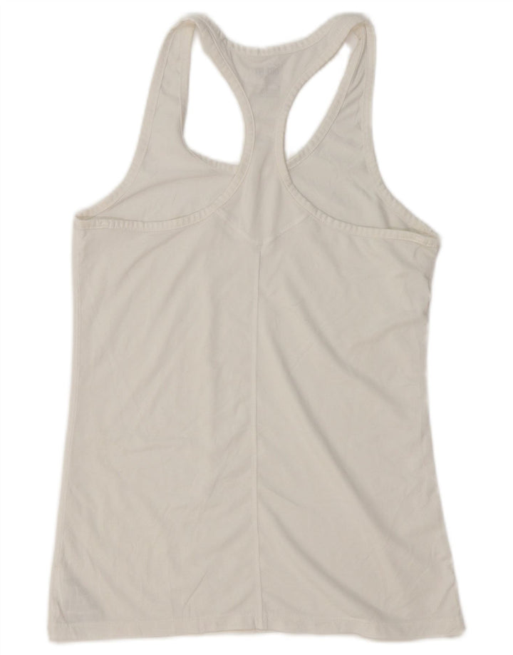 NIKE Damen Dri Fit Slim Fit Trägershirt UK 12 Mittelweißes Polyester