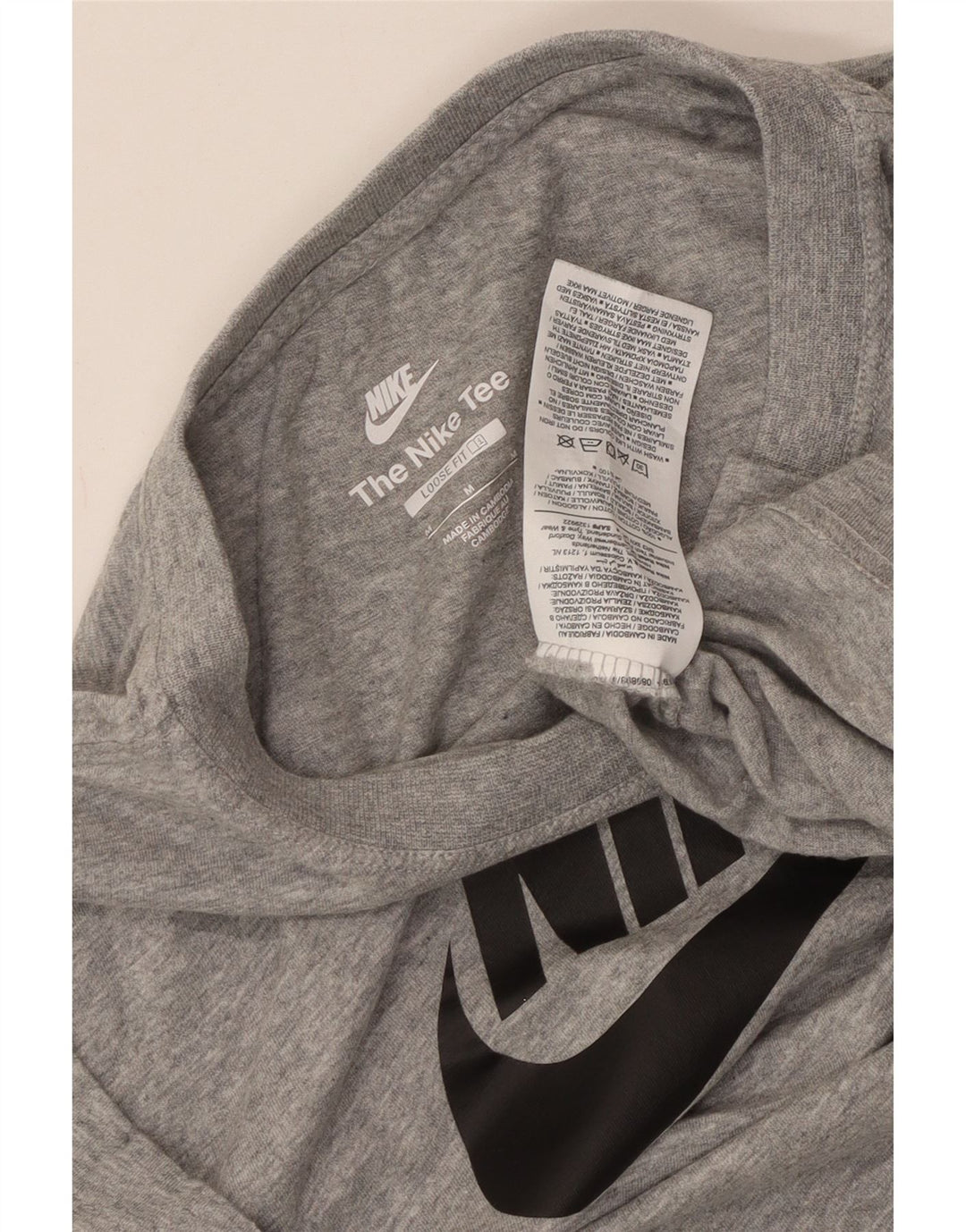 NIKE Damen Crop Loose Fit Graphic T-Shirt Top UK 14 Mittelgrau meliert