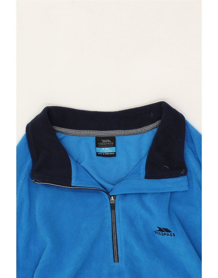 TRESPASS Mens Zip Neck Fleece Jumper 2XL Blue Polyester Vintage Trespass and Second-Hand Trespass from Messina Hembry 