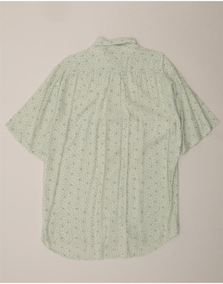 PYRAMID Mens Short Sleeve Shirt Large Green Geometric Viscose Vintage Pyramid and Second-Hand Pyramid from Messina Hembry 
