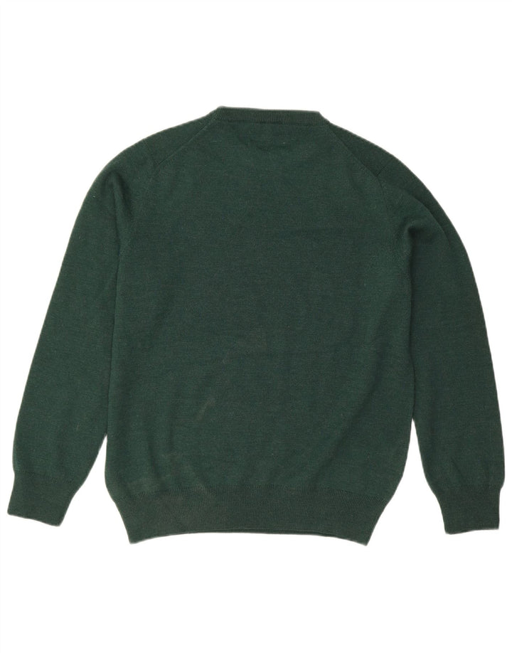 Lacoste Jungen-Pullover mit Rundhalsausschnitt, 13–14 Jahre, grüne Wolle