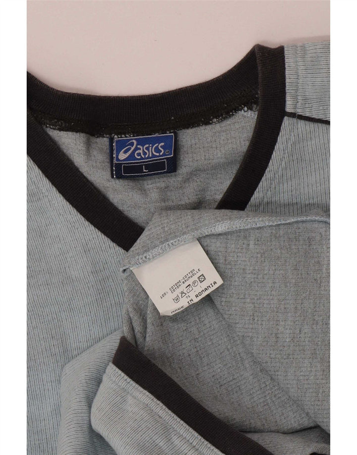 Asics Damen Top Langarm UK 16 Large Blaue Baumwolle
