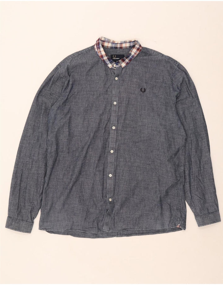 Fred Perry Herren Slim Fit Hemd XL Marineblau
