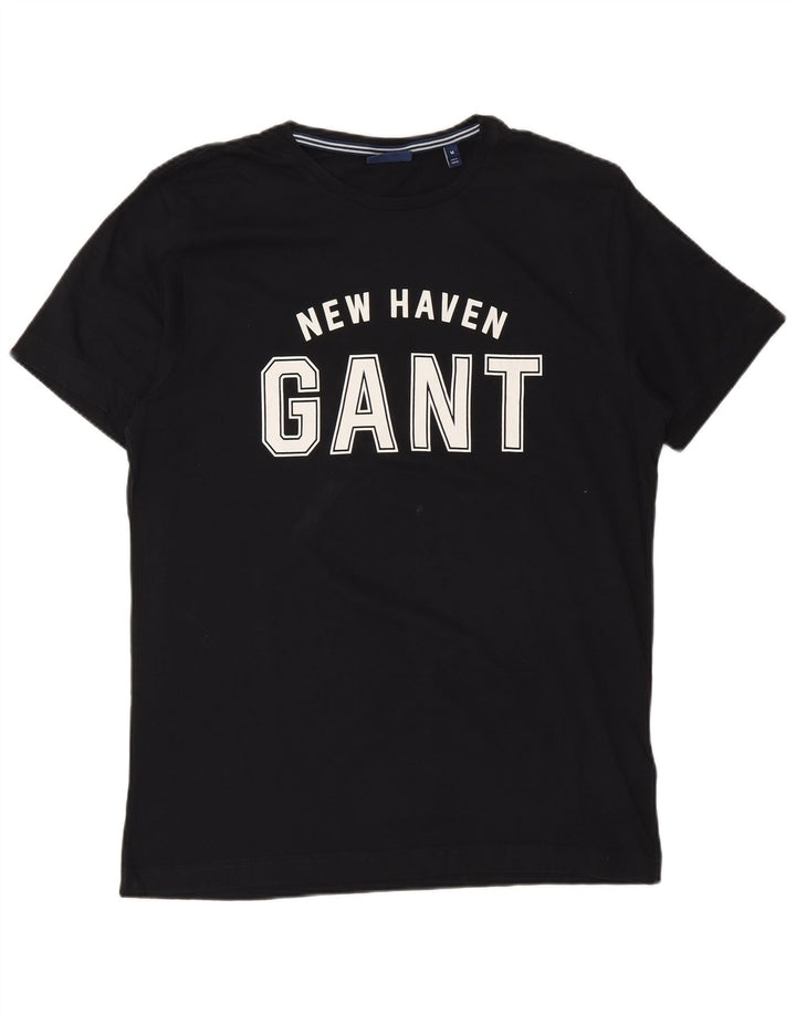 Gant Herren New Haven Graphic T-Shirt Top Mittelschwarze Baumwolle