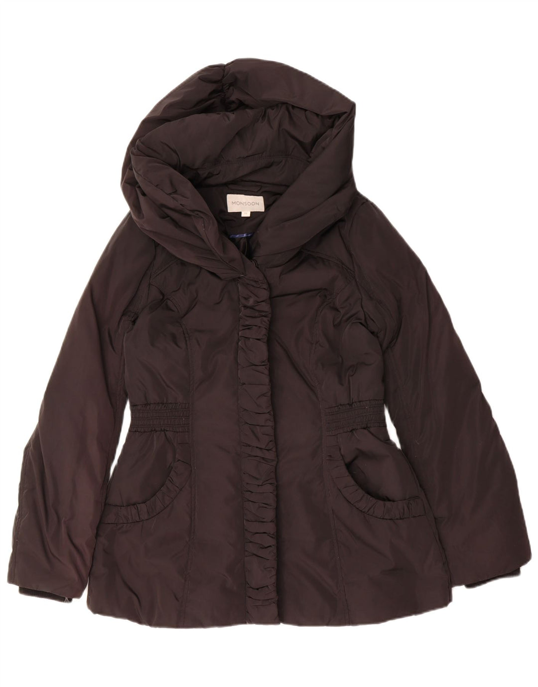 MONSOON Womens Hooded Padded Jacket UK 14 Medium Black Polyester