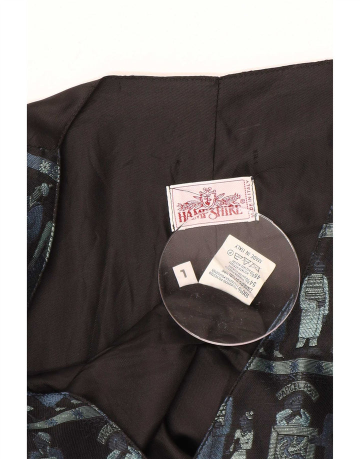 Vintage Herren Weste mit Grafik, groß, aus schwarzem Polyester