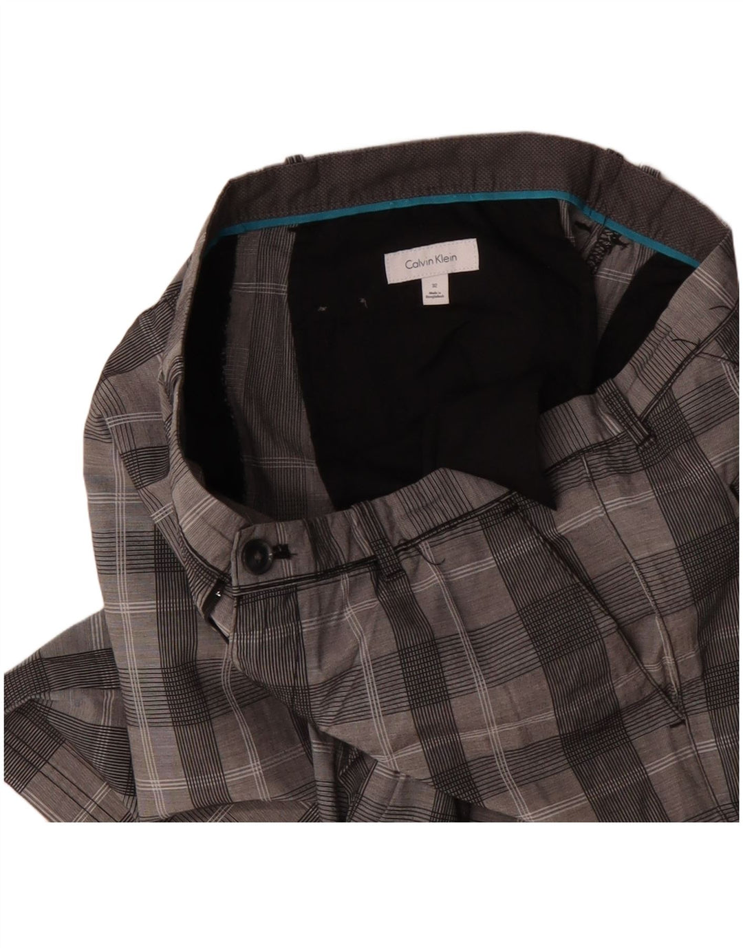 Calvin Klein Herren Chinoshorts W32 mittelgrau karierte Baumwolle