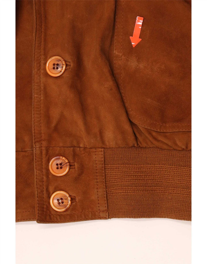 Essebi Herren-Bomberjacke aus Wildleder, EU 50, großes beiges Leder