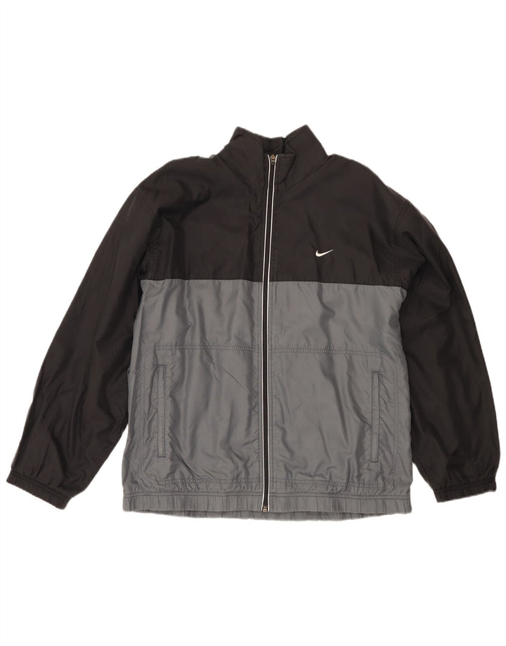 Nike Herren-Trainingsanzug-Oberteiljacke UK 39/41 Mittelgraues Colourblock-Polyester