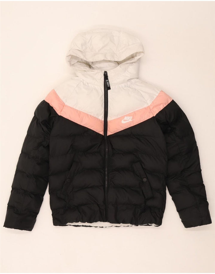 NIKE Wattierte Jacke mit Kapuze für Jungen, 10–11 Jahre, Mittelschwarz, Farbblock