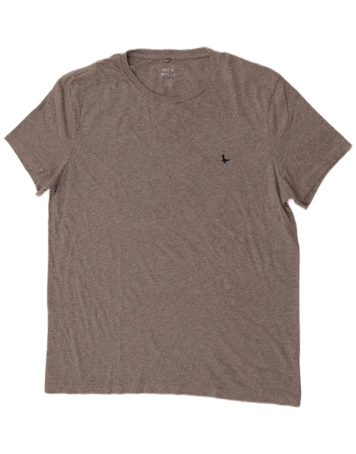 Jack Wills Herren-T-Shirt-Oberteil XL aus grau gesprenkelter Baumwolle