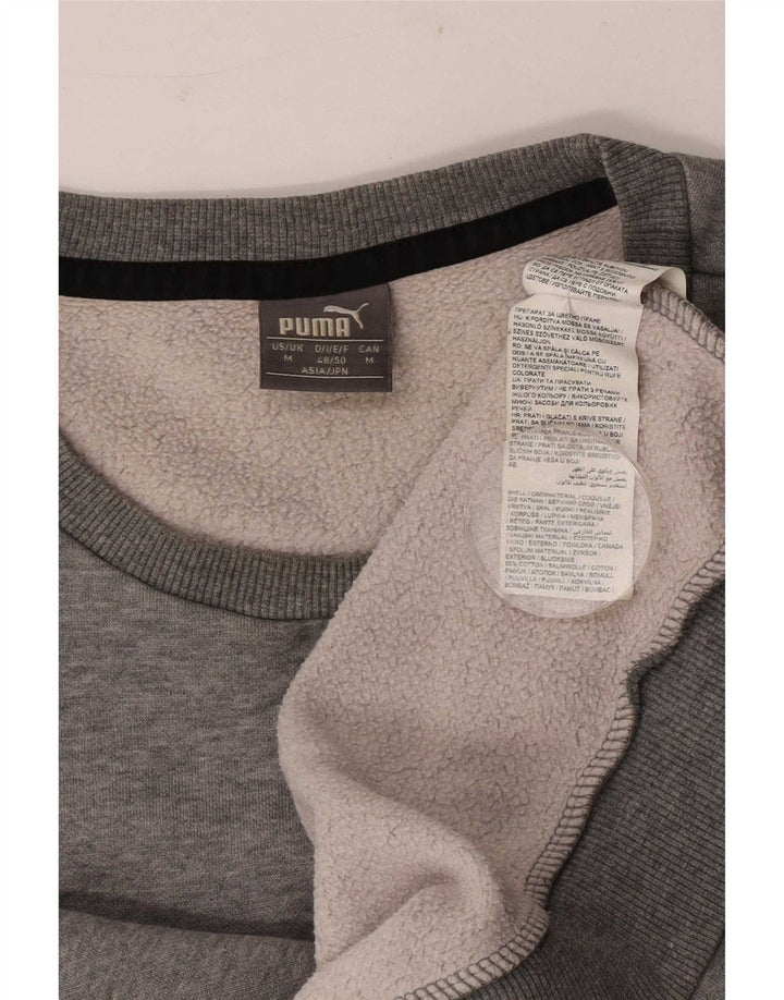 Puma Herren-Sweatshirt-Pullover aus mittelgrau gefleckter Baumwolle
