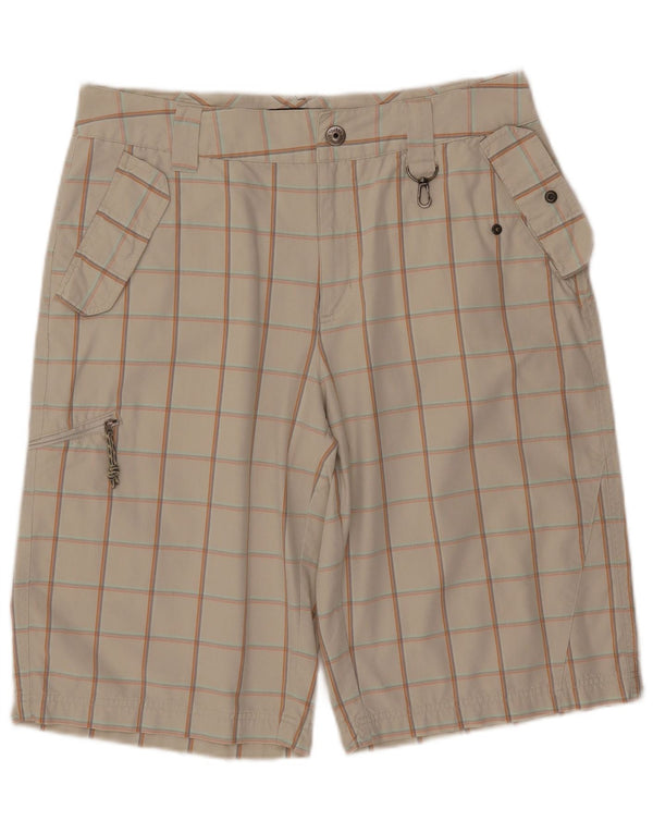 COLUMBIA Herren Cargoshorts W34 Große beige karierte Baumwolle