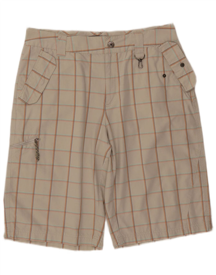 COLUMBIA Herren Cargoshorts W34 Große beige karierte Baumwolle