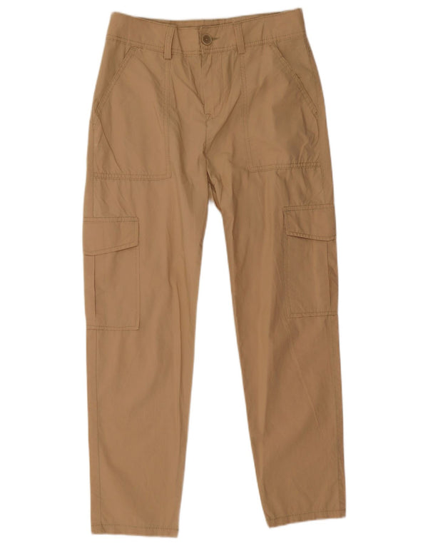 Benetton Damen Crop Cargo Hose UK 6 XS W28 L25 Beige Baumwolle