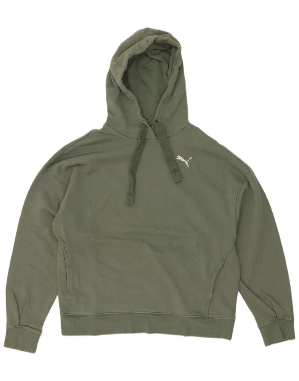Puma Damen Kapuzenpullover UK 14 Mittelgrüne Baumwolle