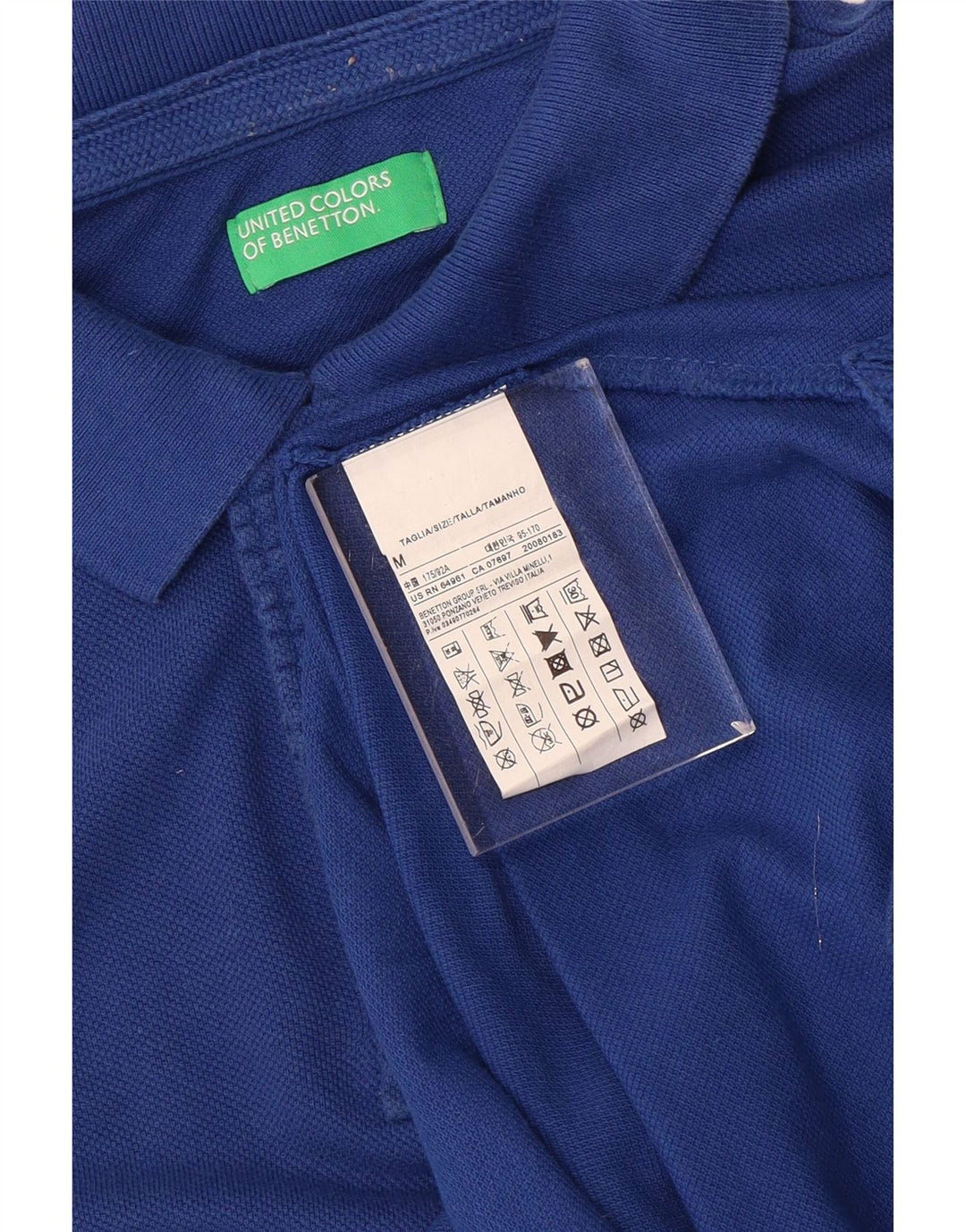 Benetton Herren-Poloshirt aus mittelblauer Baumwolle