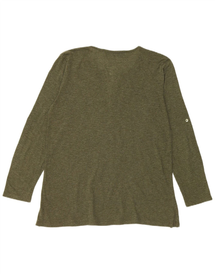 Zara Damen Top Langarm UK 16 Large Grün meliert