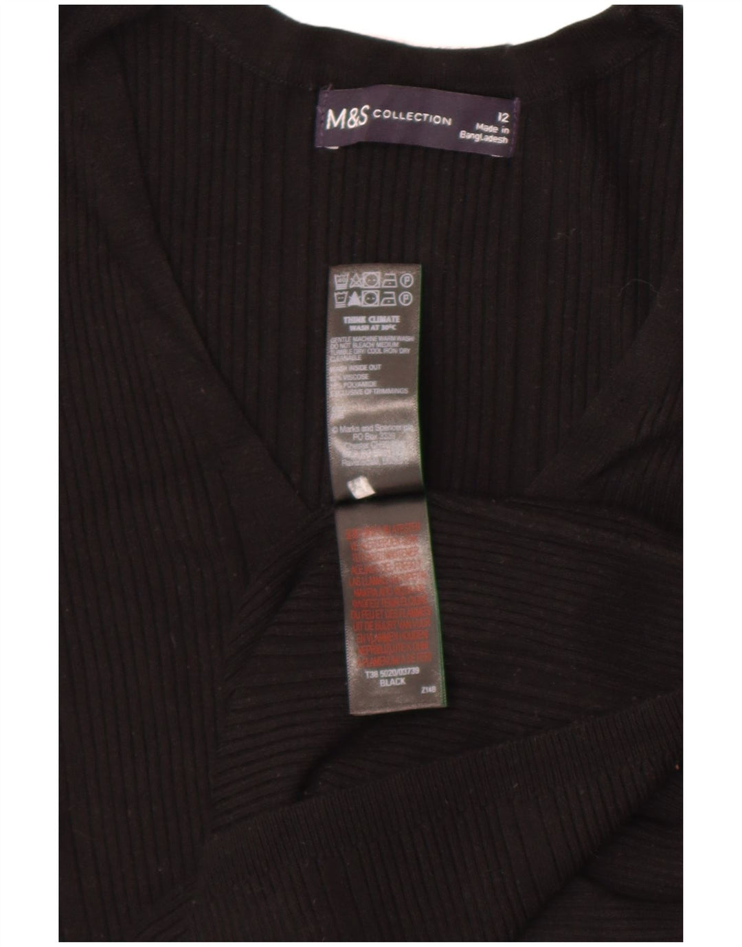 Marks & Spencer Damen-Pullover mit V-Ausschnitt, Gr. 12, mittlere schwarze Viskose
