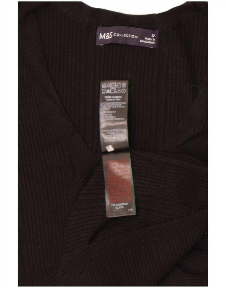 Marks & Spencer Damen-Pullover mit V-Ausschnitt, Gr. 12, mittlere schwarze Viskose