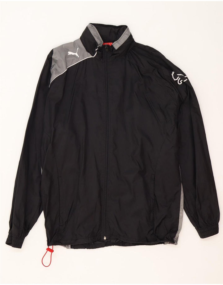 Puma Herren Graphic Hooded Rain Jacket UK 38 Mittelschwarzes Colourblock-Nylon